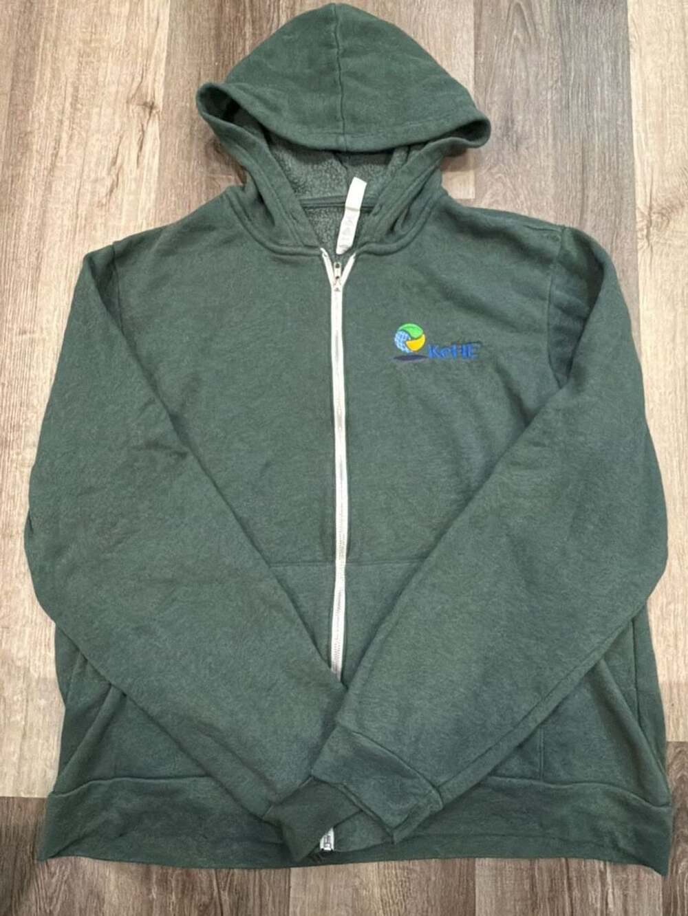 Bella Canvas Full Zip Hoodie Size 2XL Green KeHe Embroidered Logo Fleece